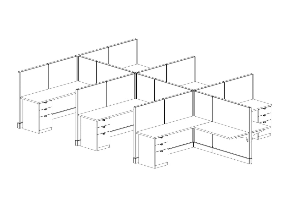 Modern Office Cubicle 6'x6' (53''H) 6 Pack