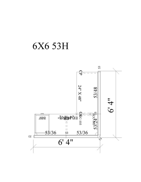 Modern Office Cubicle 6'x6' (53''H) Single