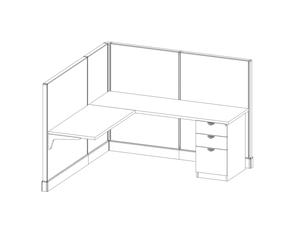 Modern Office Cubicle 6'x6' (53''H) Single