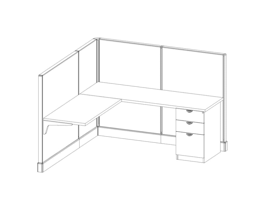 Modern Office Cubicle 6'x6' (53''H) Single