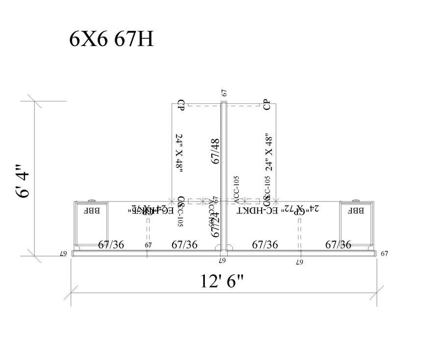 Modern Office Cubicle 6'x6' (67''H) 2 People