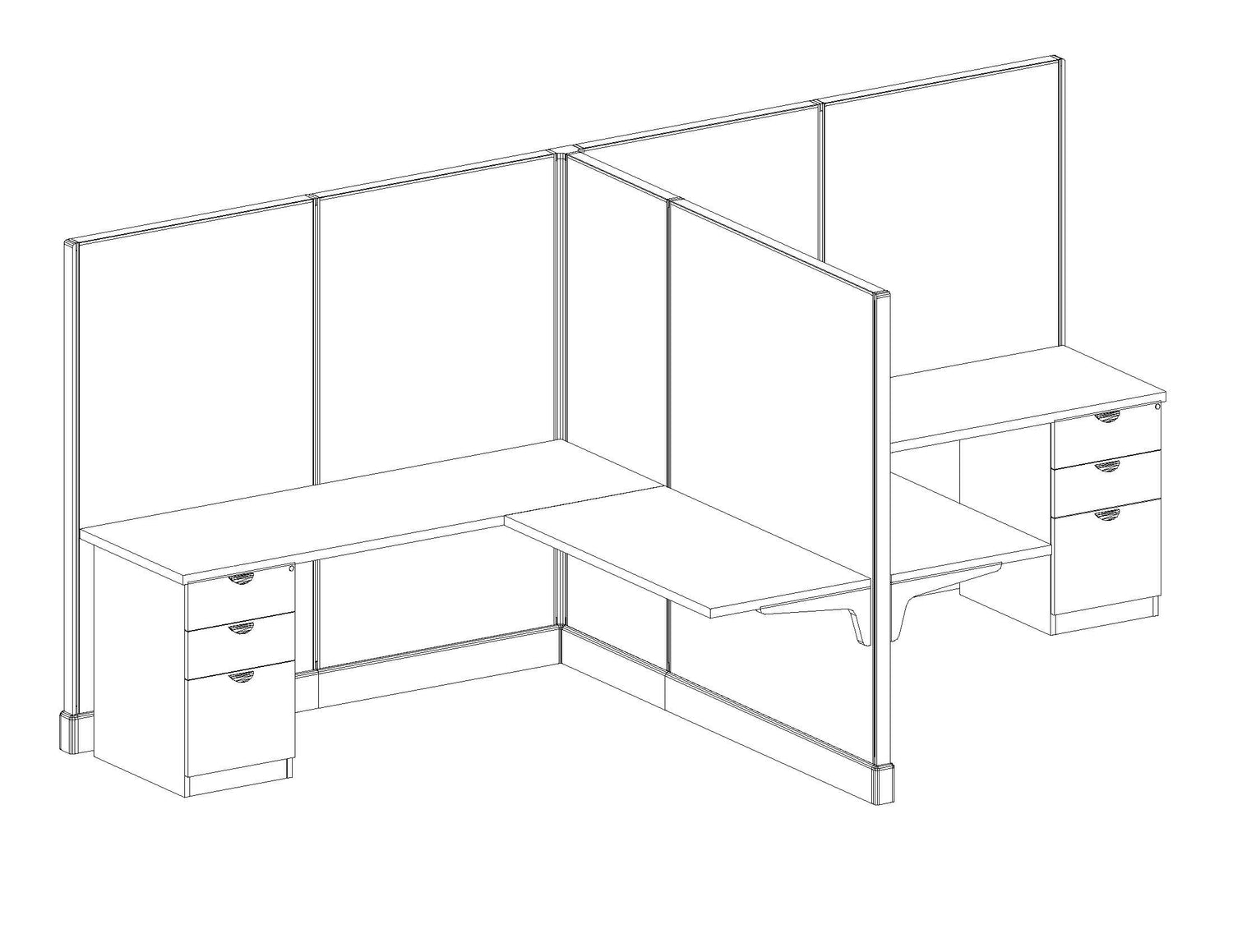 Modern Office Cubicle 6'x6' (67''H) 2 People