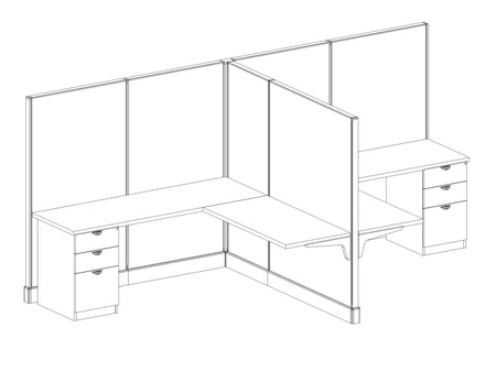 Modern Office Cubicle 6'x6' (67''H) 2 People