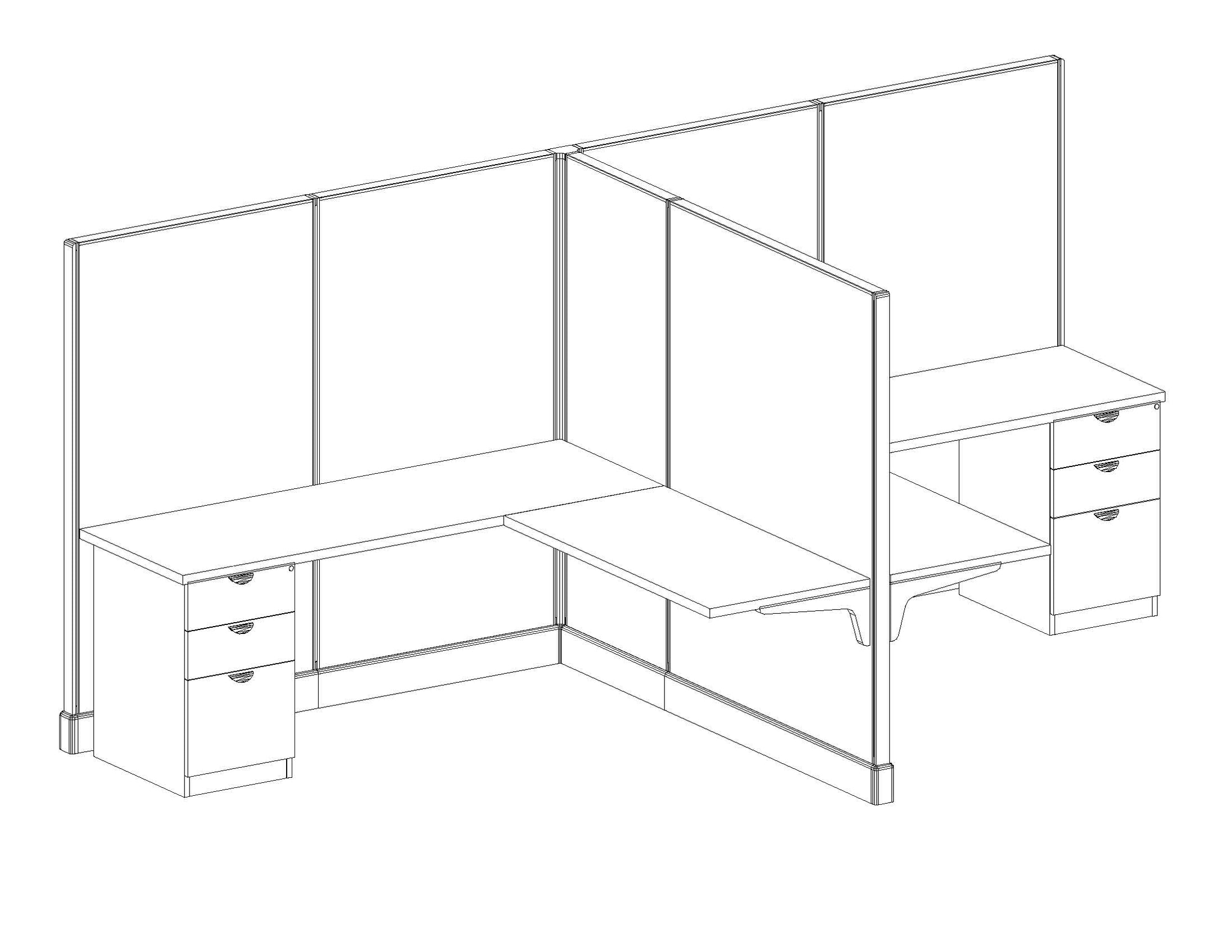 Modern Office Cubicle 6'x6' (67''H) 2 People