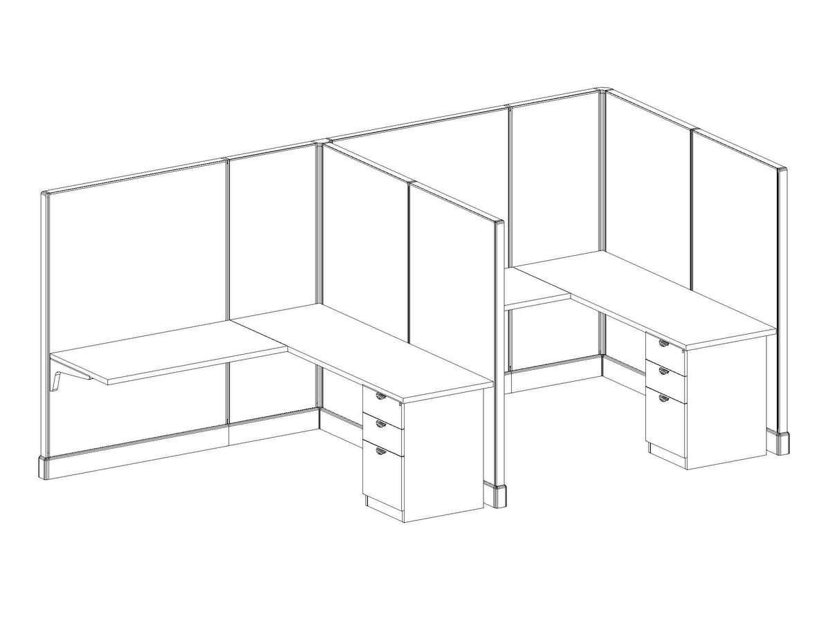 Modern Office Cubicle 6'x6' (67''H) 2 in a Row