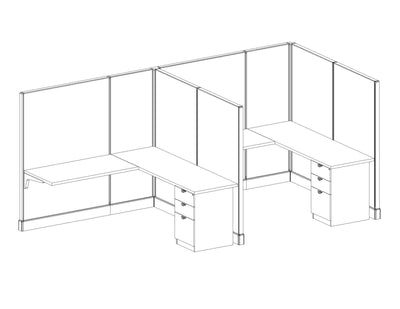 Modern Office Cubicle 6'x6' (67''H) 2 in a Row