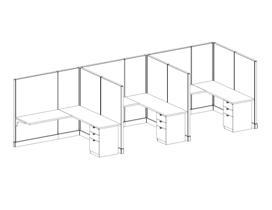 Modern Office Cubicle 6'x6' (67''H) 3 in a Row