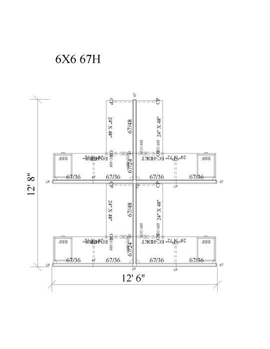 Modern Office Cubicle 6'x6' (67''H) 4 People