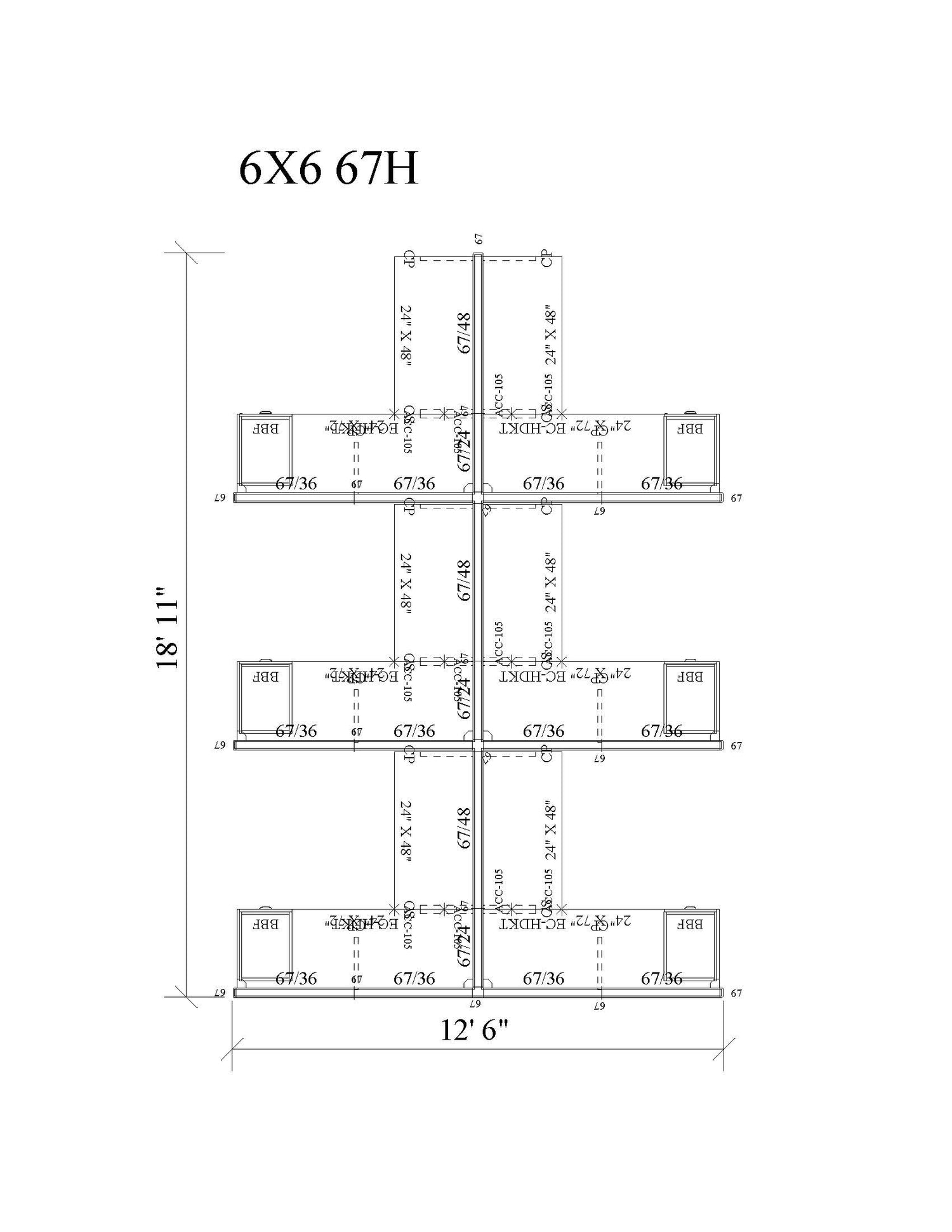 Modern Office Cubicle 6'x6' (67''H) 6 People