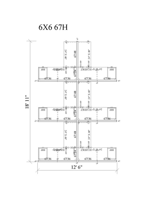 Modern Office Cubicle 6'x6' (67''H) 6 People