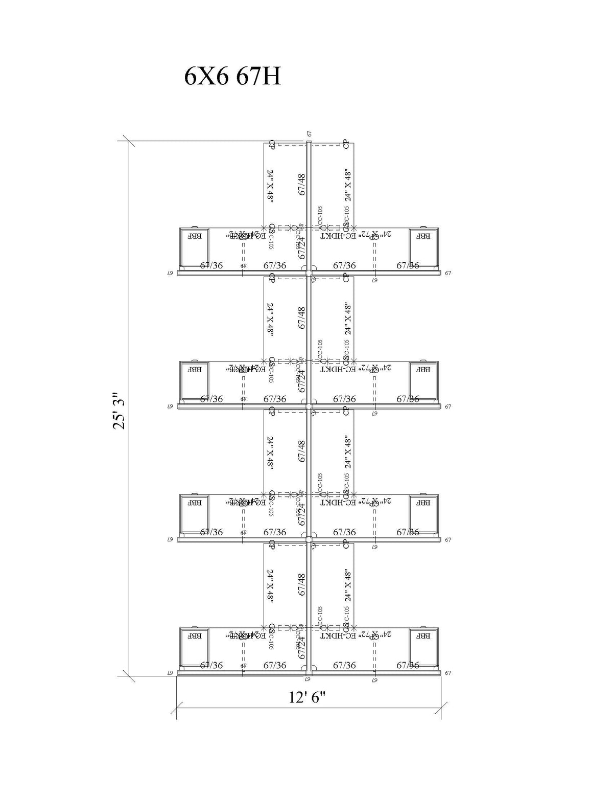 Modern Office Cubicle 6'x6' (67''H) 8 People