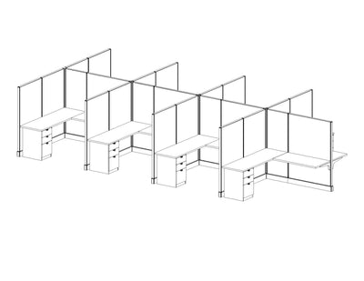 Modern Office Cubicle 6'x6' (67''H) 8 People