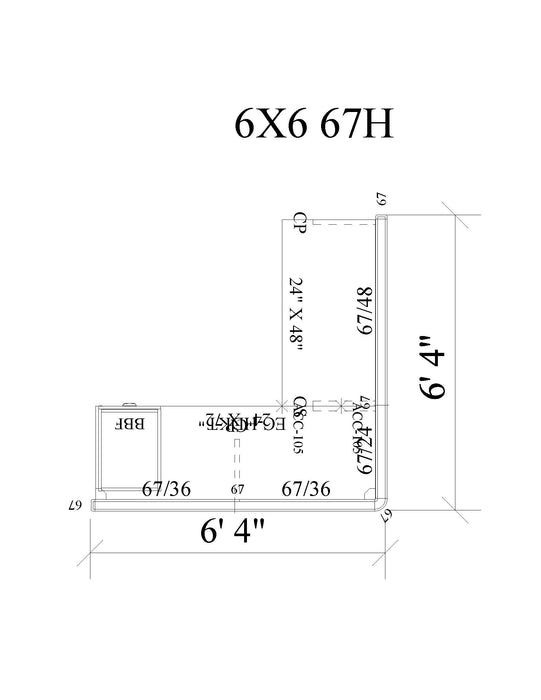 Modern Office Cubicle 6'x6' (67''H) Single