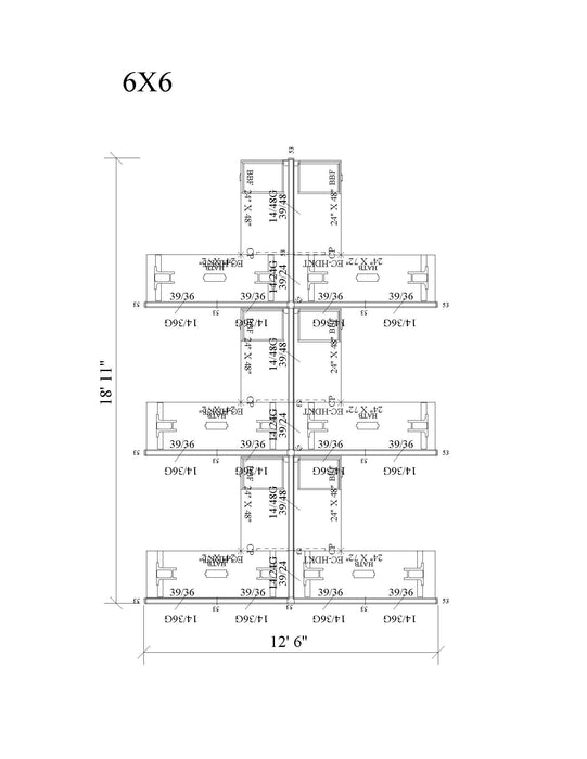 Modern Office Cubicle Upgraded | Height Adjustable 6'x6' (53''H) 6 Pack