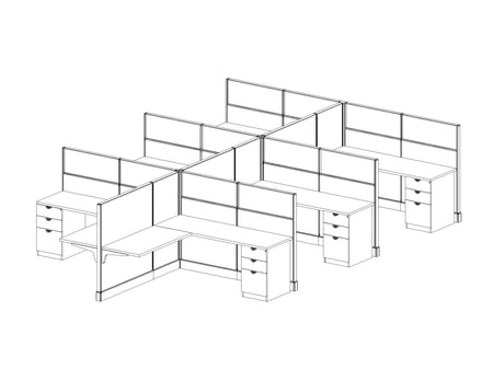 Modern Office Cubicle Upgraded 6'x6' (53''H) 6 Pack