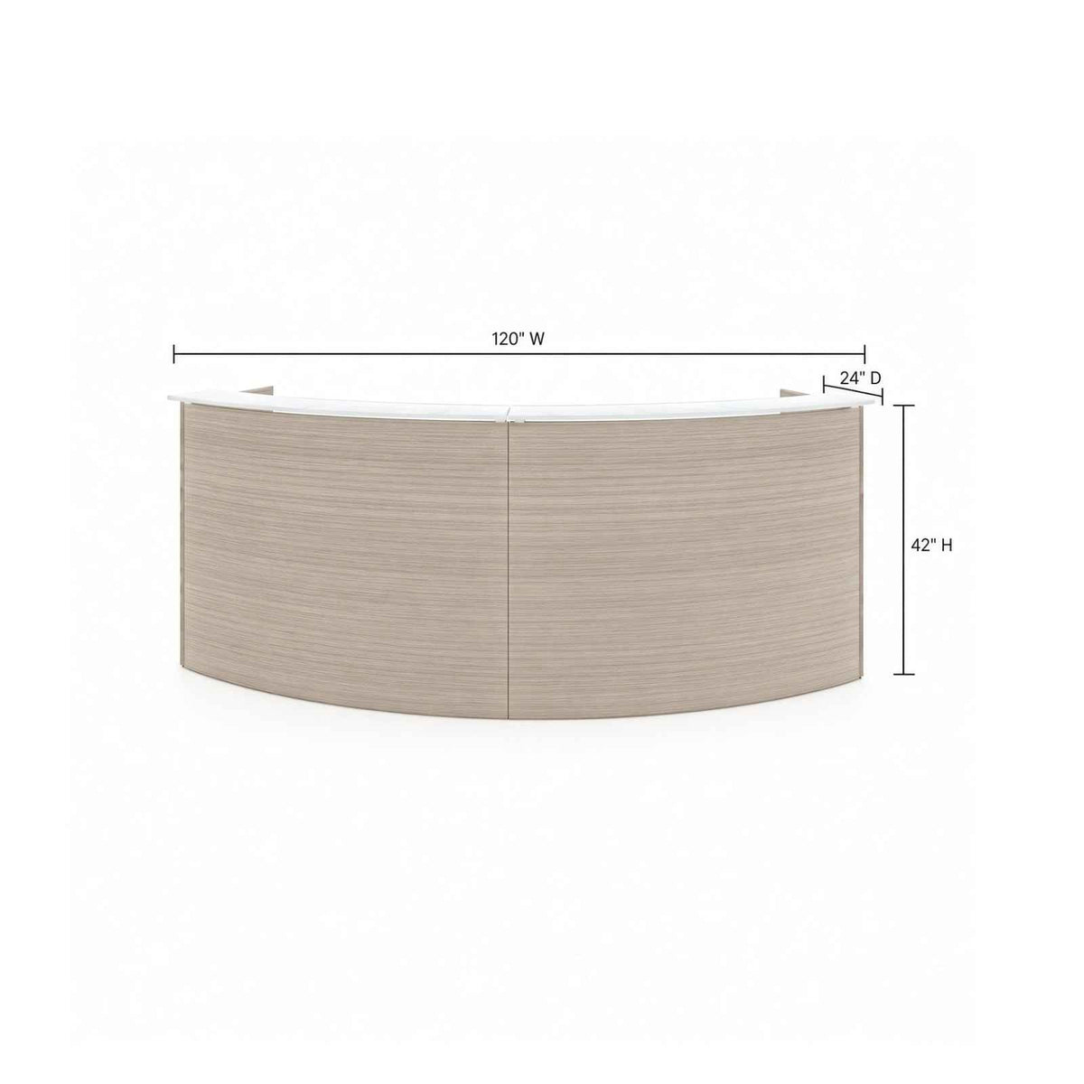 Santa Monica Curved Reception Desk with White Glass Top