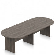 Bellagio 12-foot racetrack conference table in grey, three-quarter front view