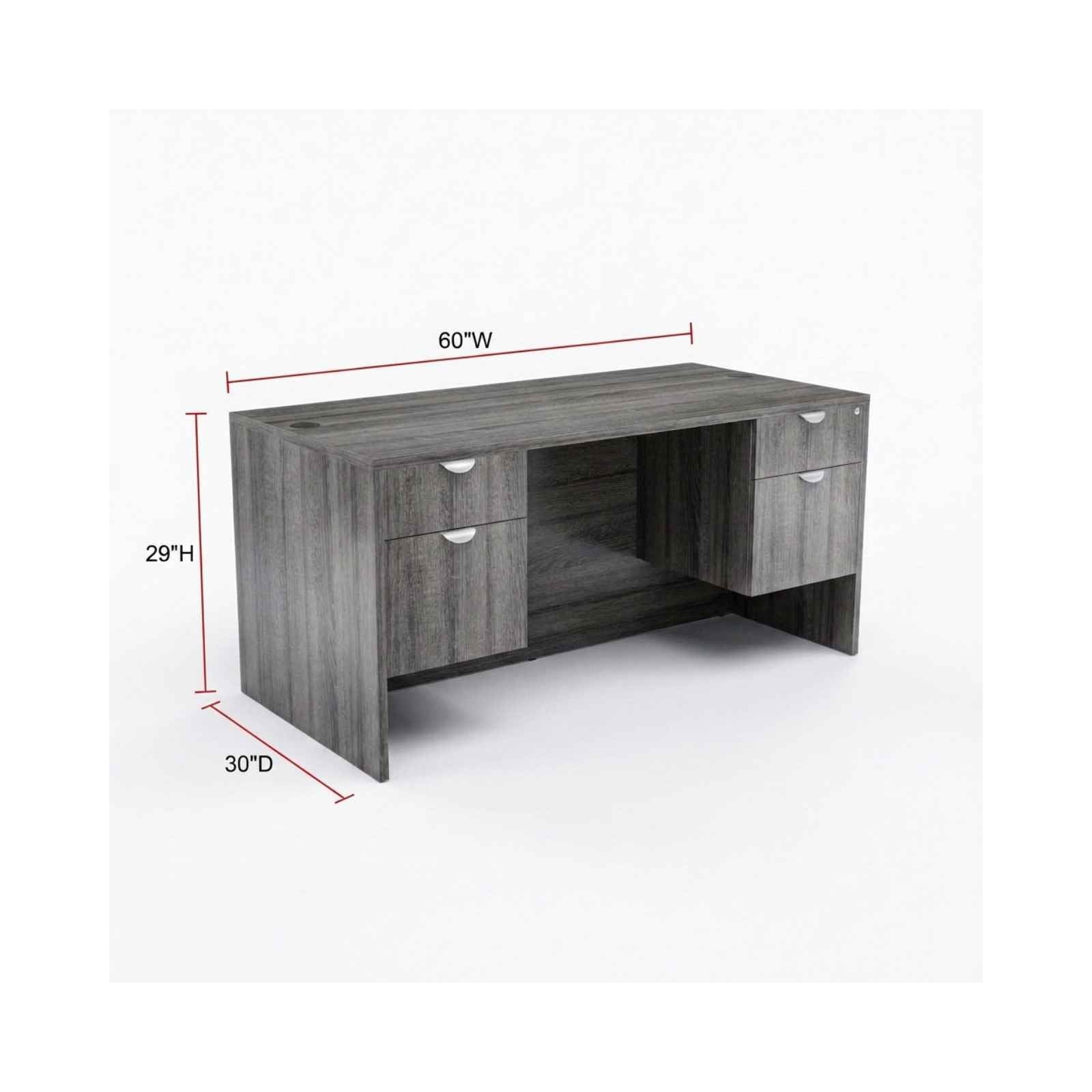 Bellagio 60"W Suspended Double Pedestal Rectangular Desk
