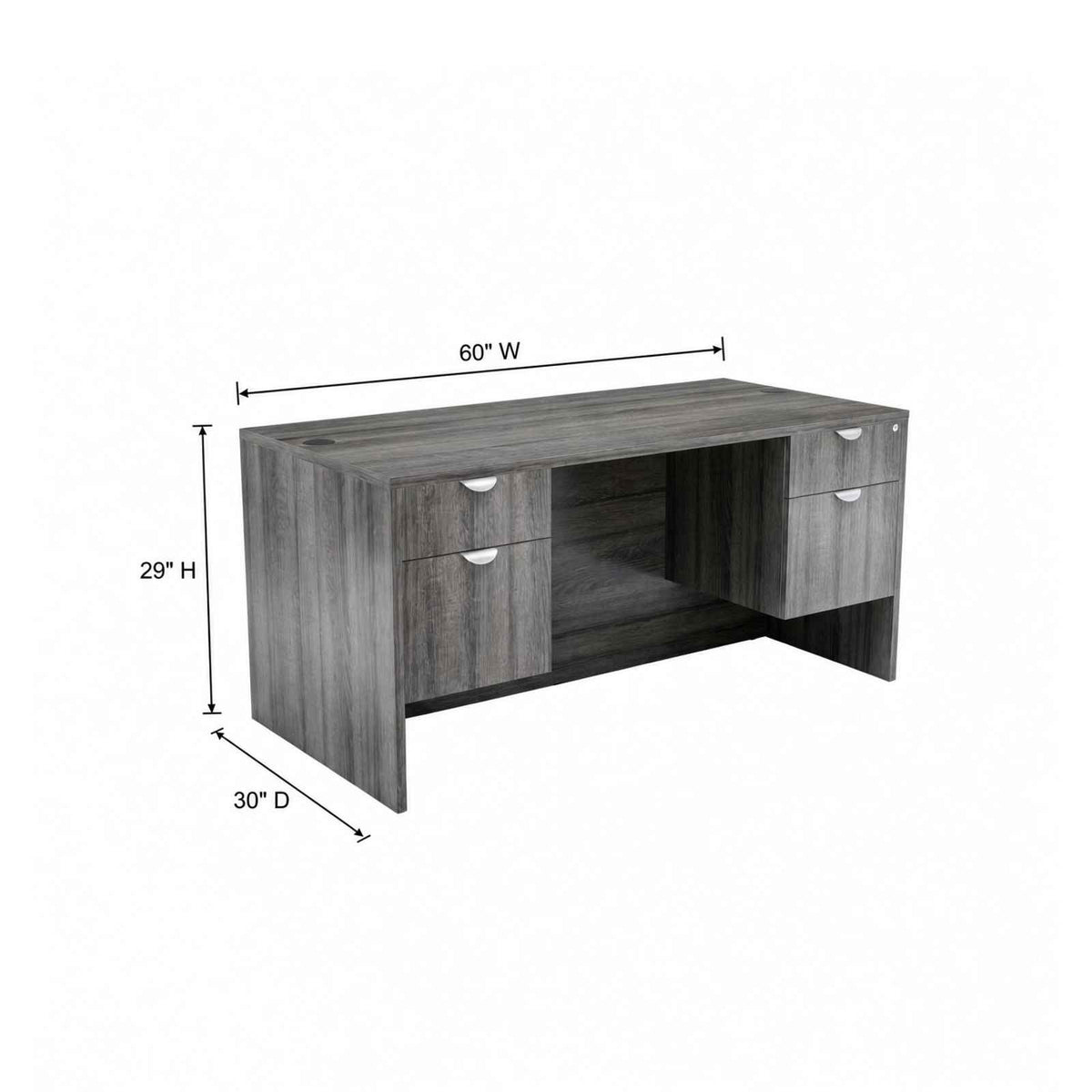 Bellagio 60"W Suspended Double Pedestal Rectangular Desk