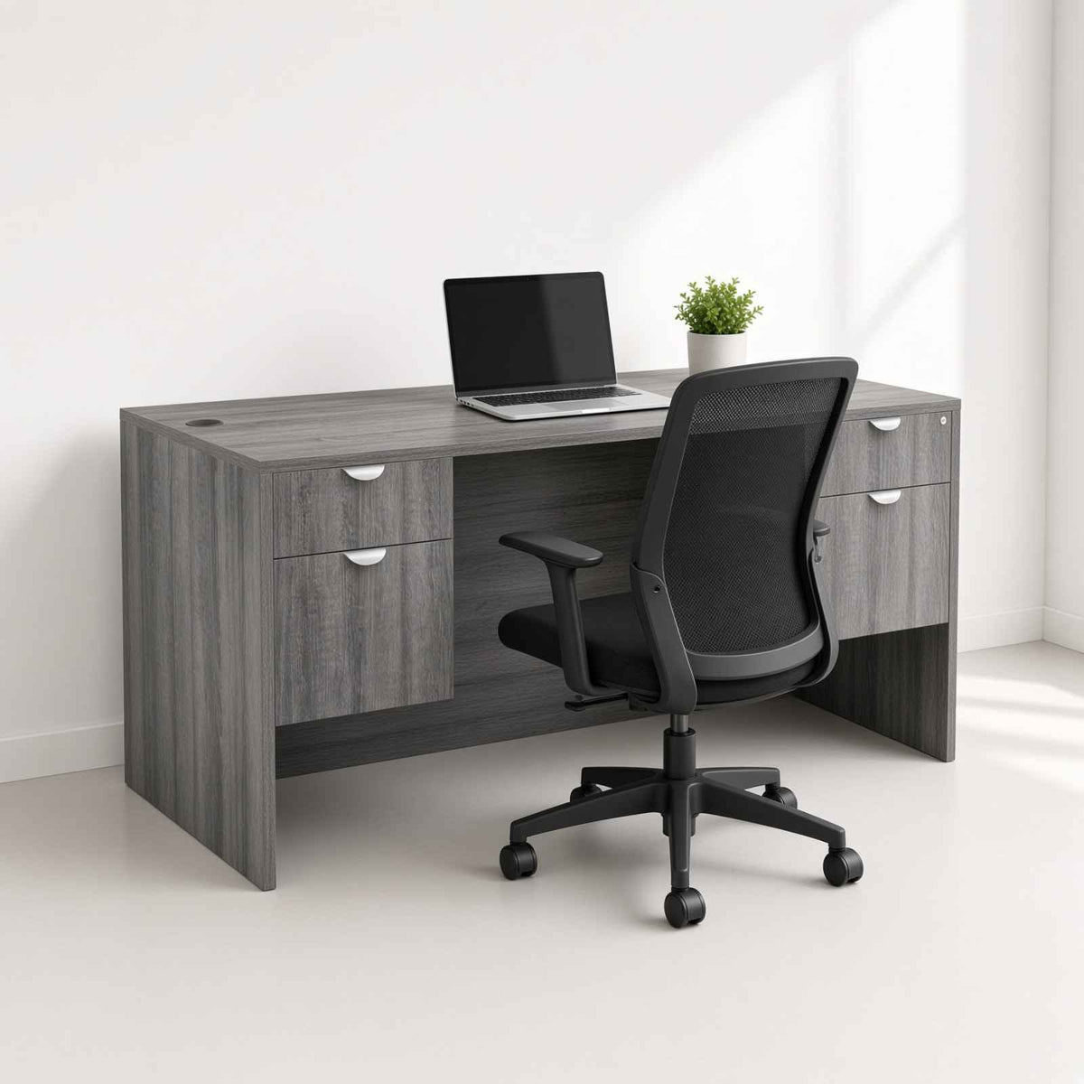 Bellagio 60"W Suspended Double Pedestal Rectangular Desk