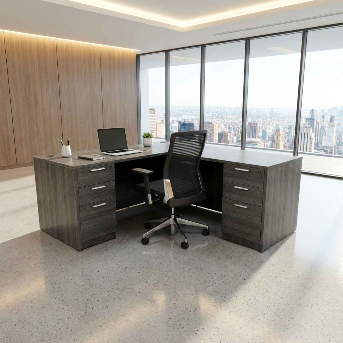 Bellagio 71" L-Shaped Double Pedestal Desk
