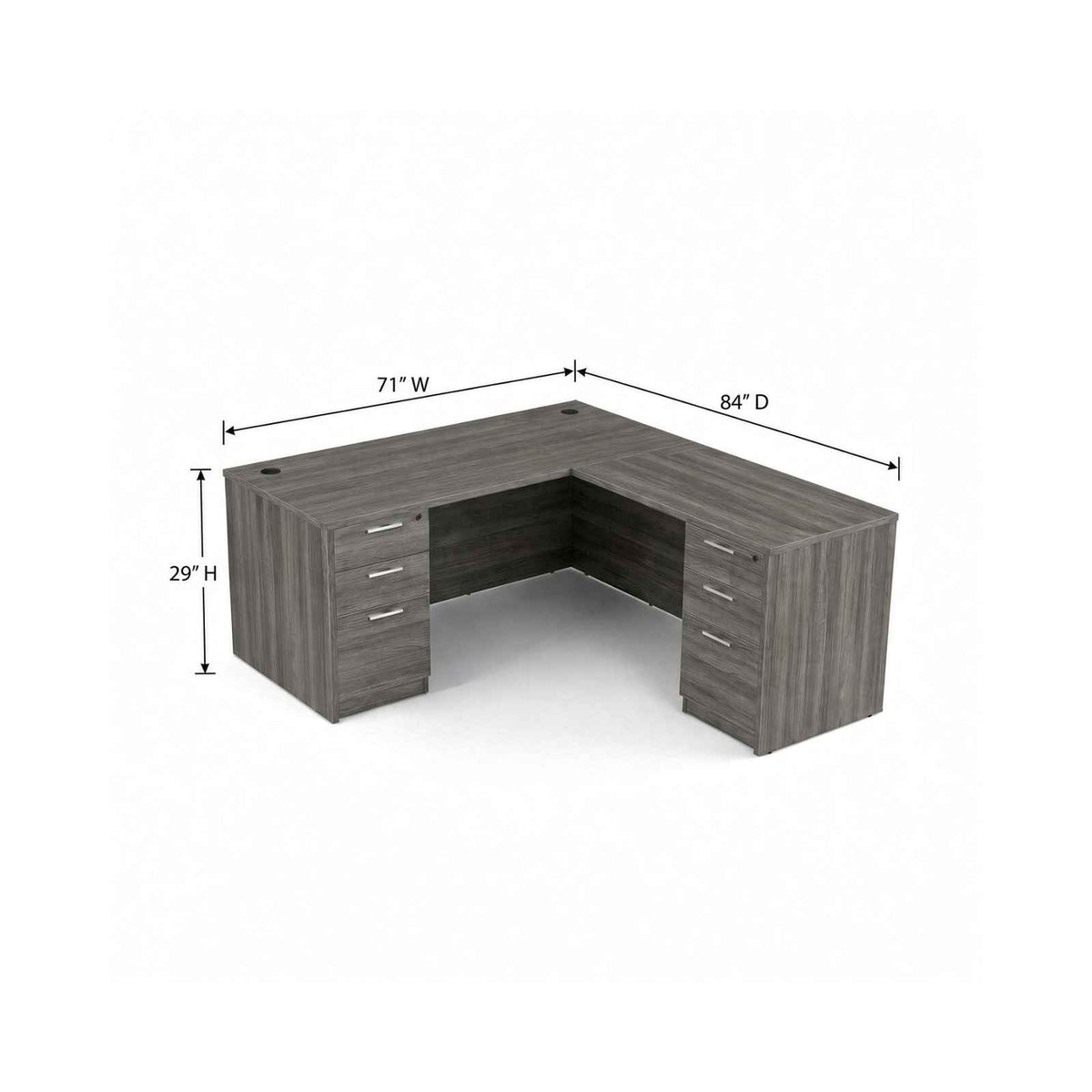Bellagio 71" L-Shaped Double Pedestal Desk