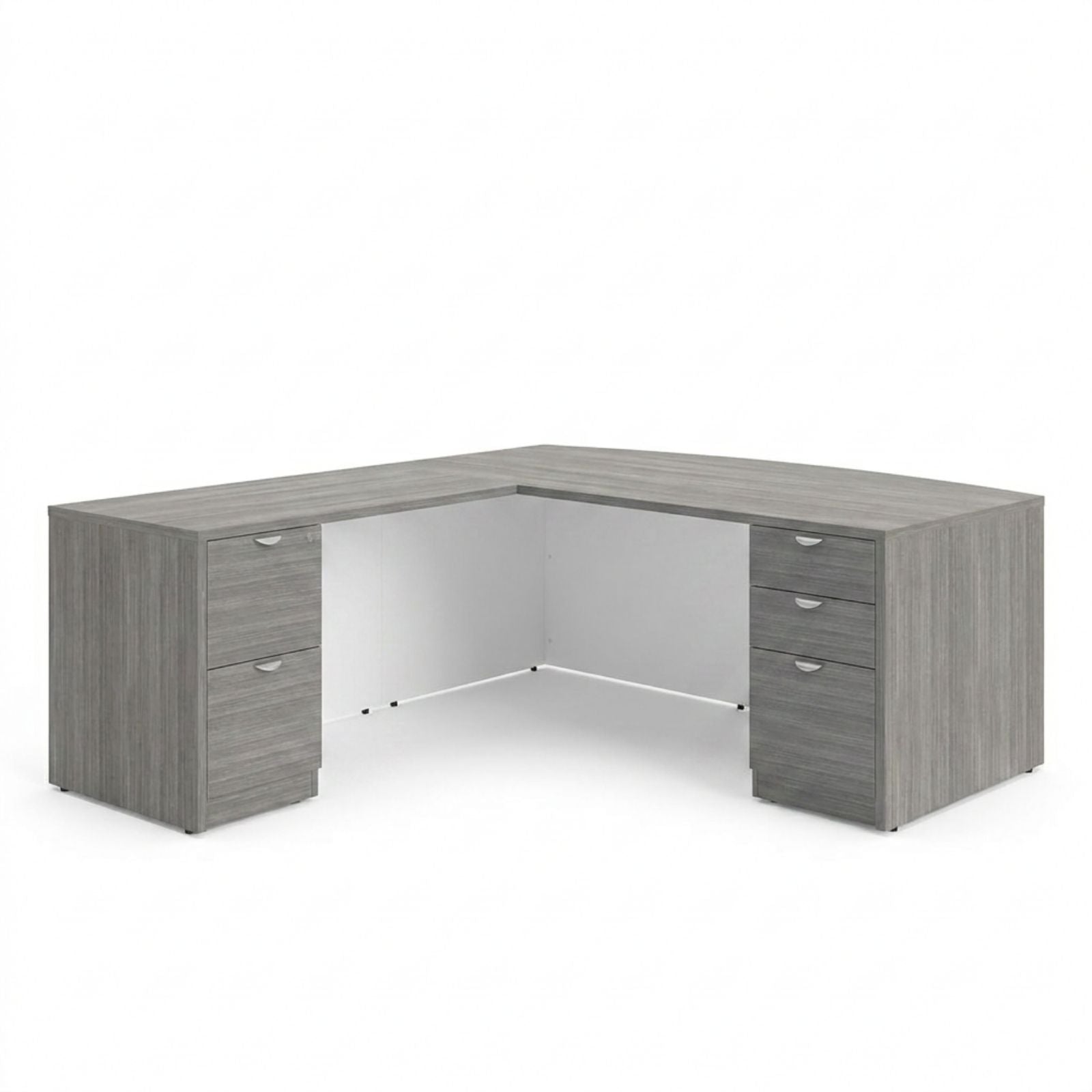 Bellagio Bow Front L-Shaped Desk with White Modesty Panel