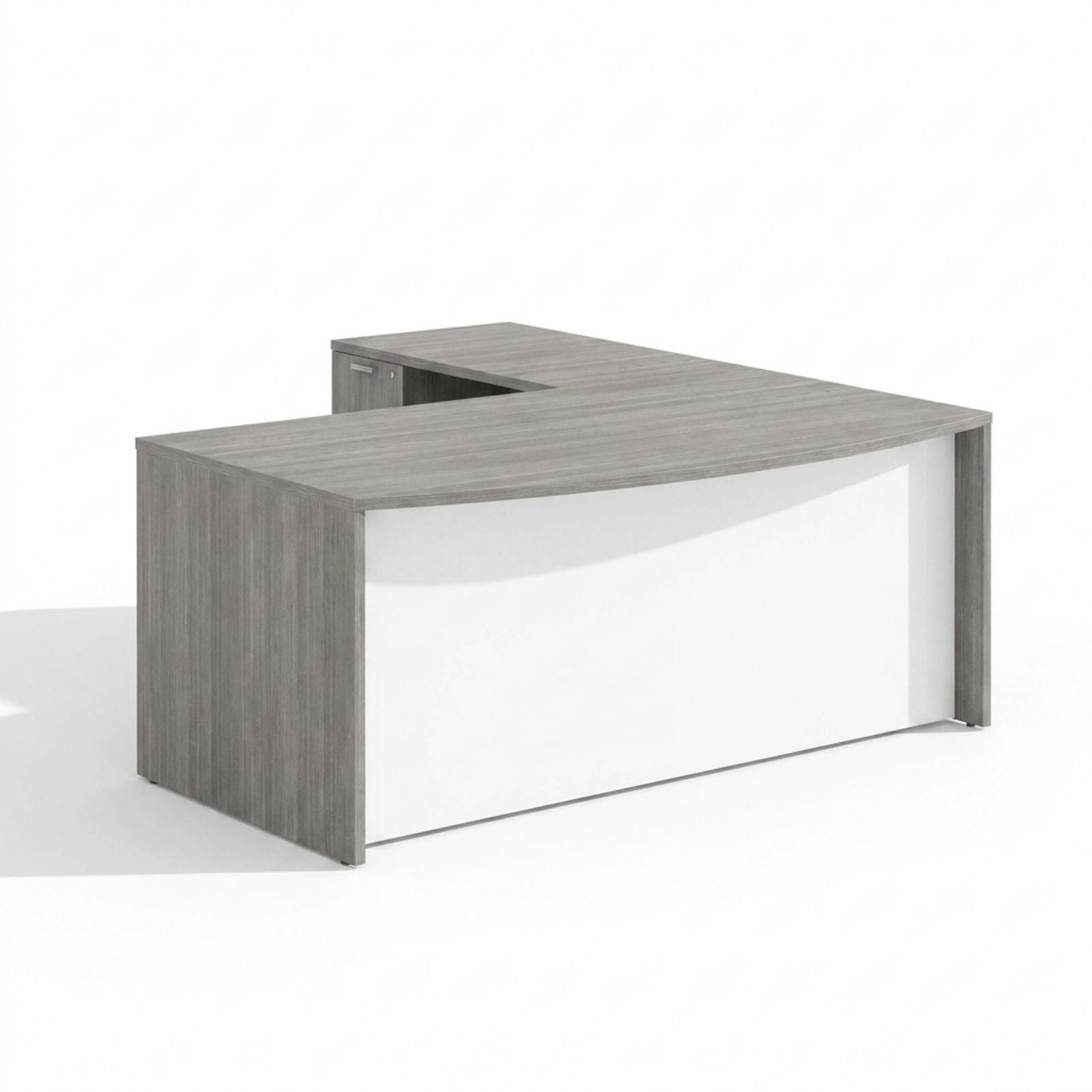 Bellagio Bow Front L-Shaped Desk with White Modesty Panel