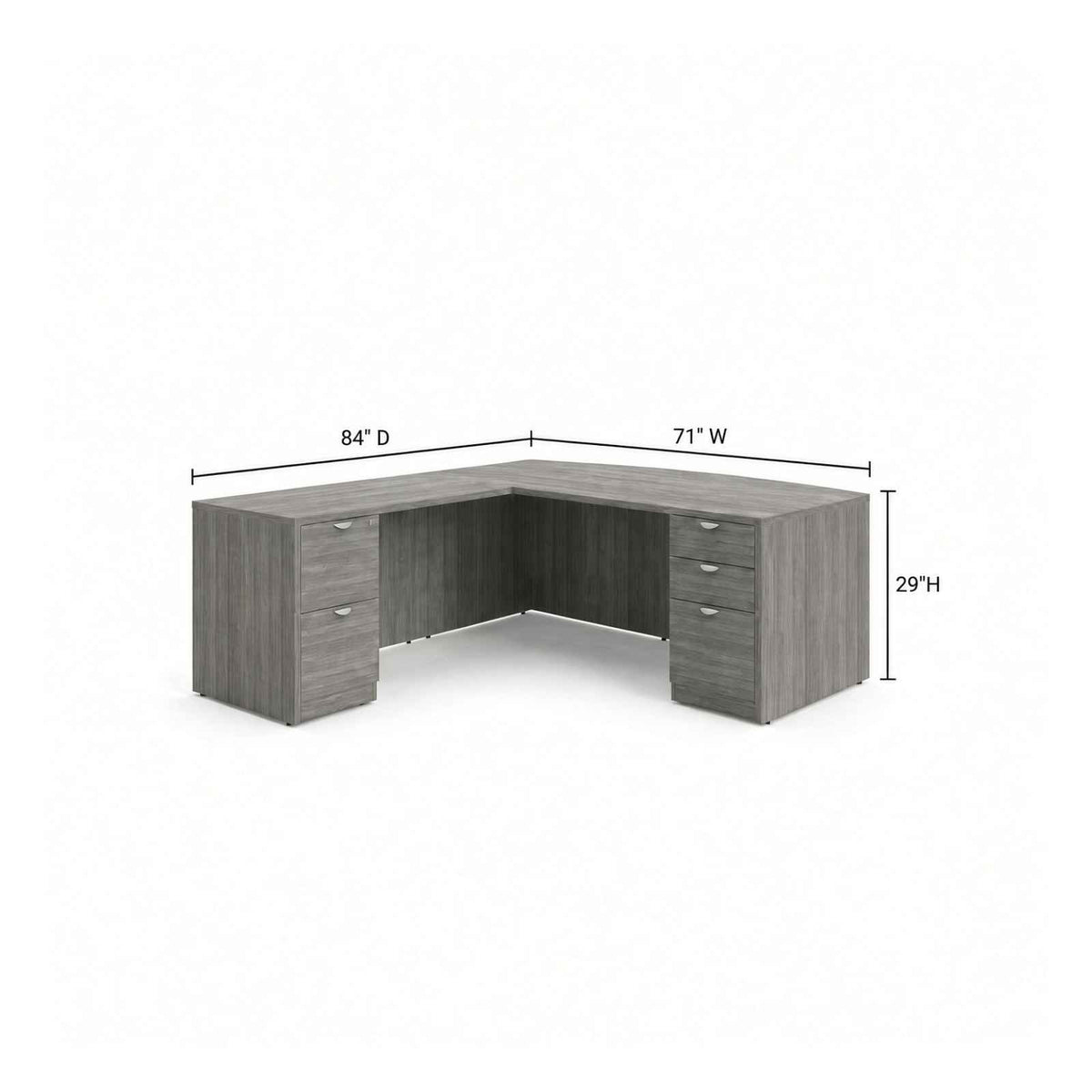 Bellagio Bow Front L-Shaped Desk with White Modesty Panel