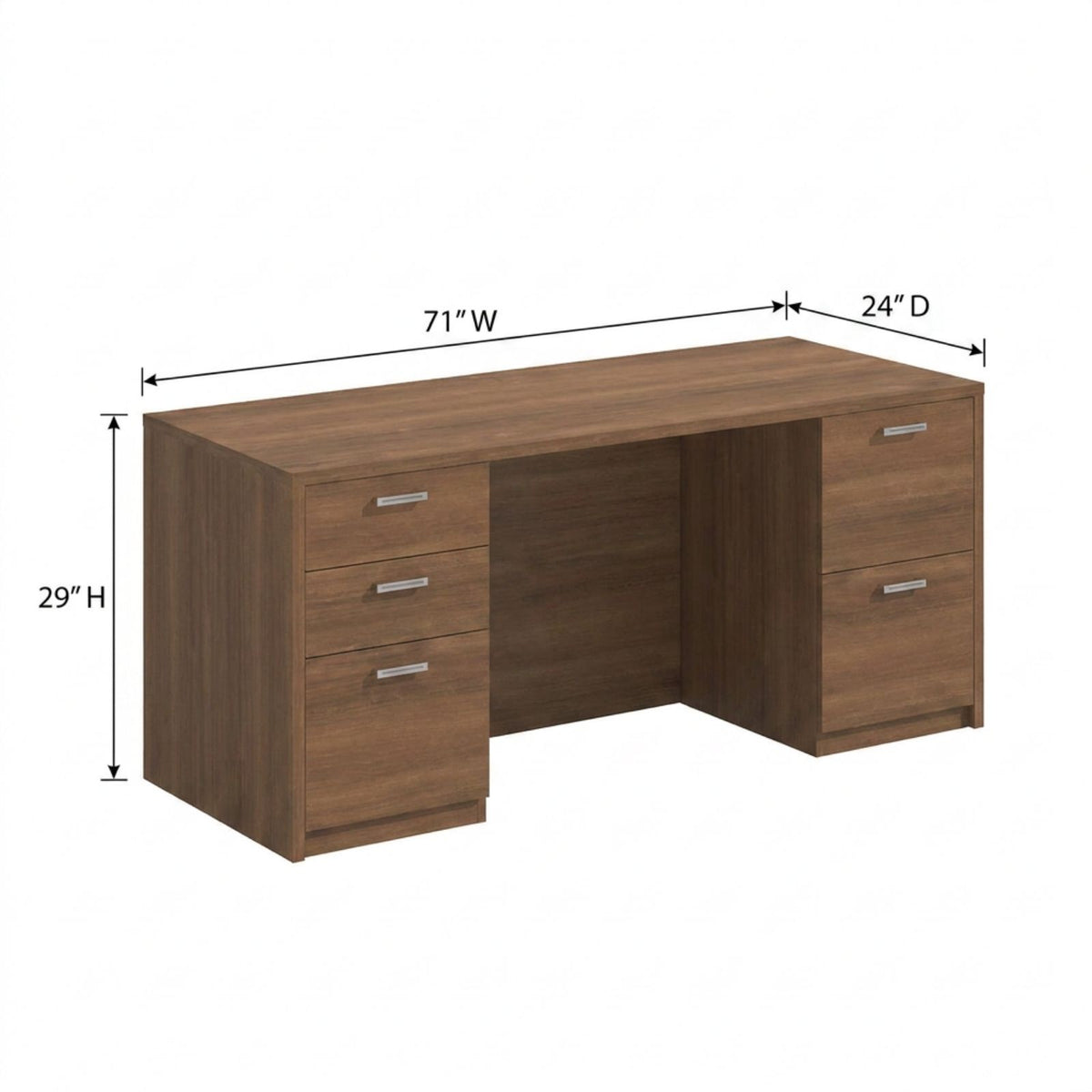 Bellagio 71"W Storage Credenza With Full Double Pedestals