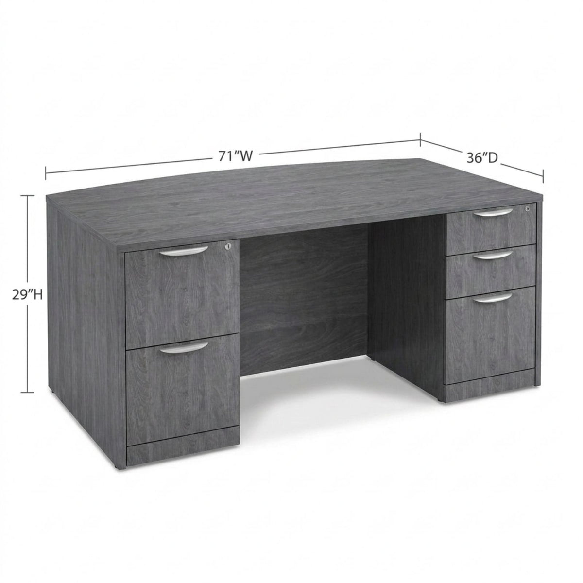 Bellagio 71"W Bow Front Double Pedestal Desk