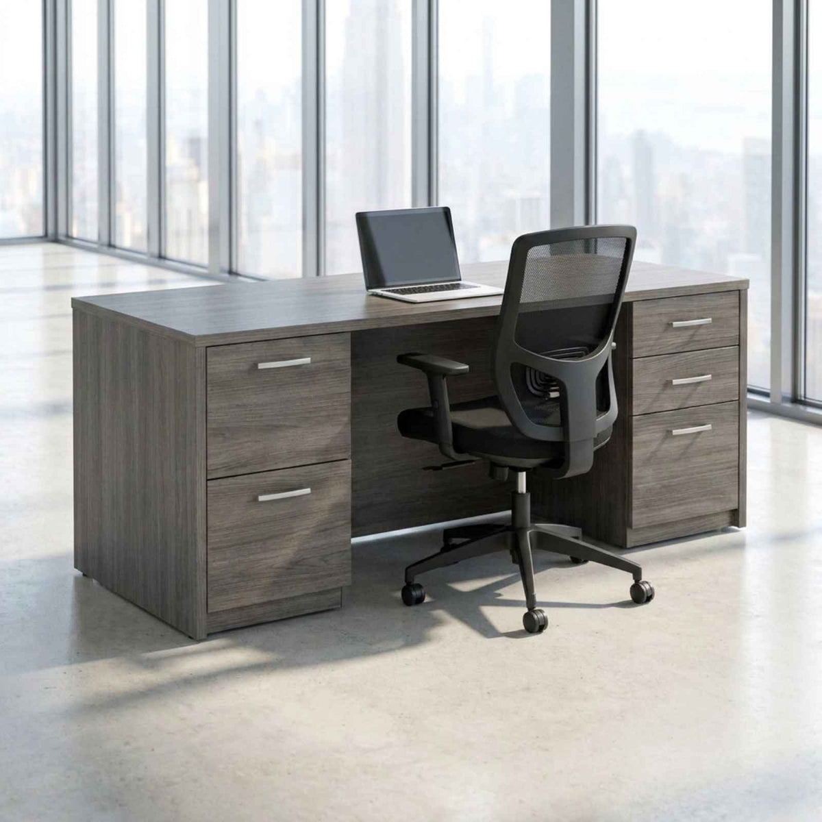 Bellagio 66"W Double Pedestal Rectangular Desk