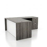 Bellagio L-Shaped Desk with White Modesty Panel