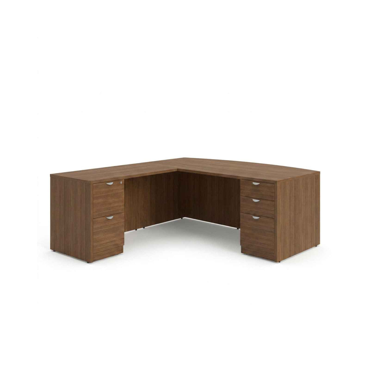 Bellagio Bow Front L-Shaped Desk with White Modesty Panel
