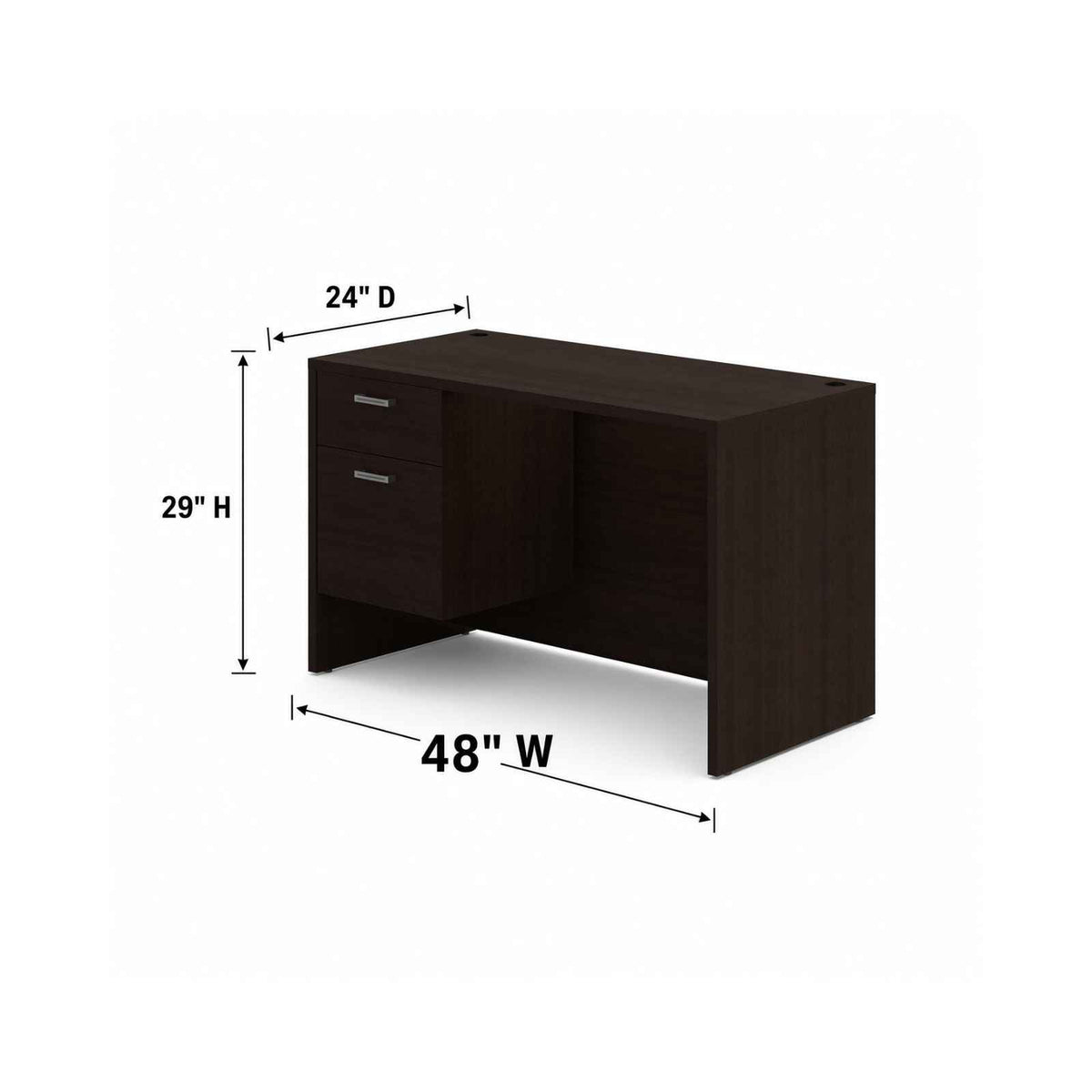 Carmel 48"W Suspended Single Pedestal Rectangular Desk
