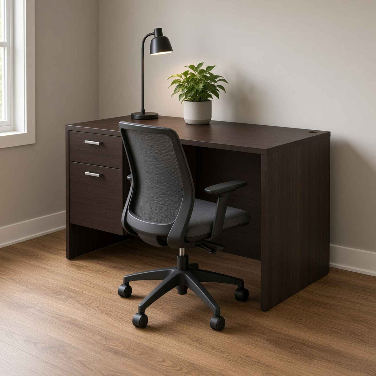 Carmel 48"W Suspended Single Pedestal Rectangular Desk