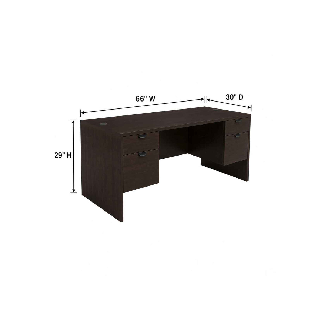 Carmel 66"W Suspended Double Pedestal Rectangular Desk