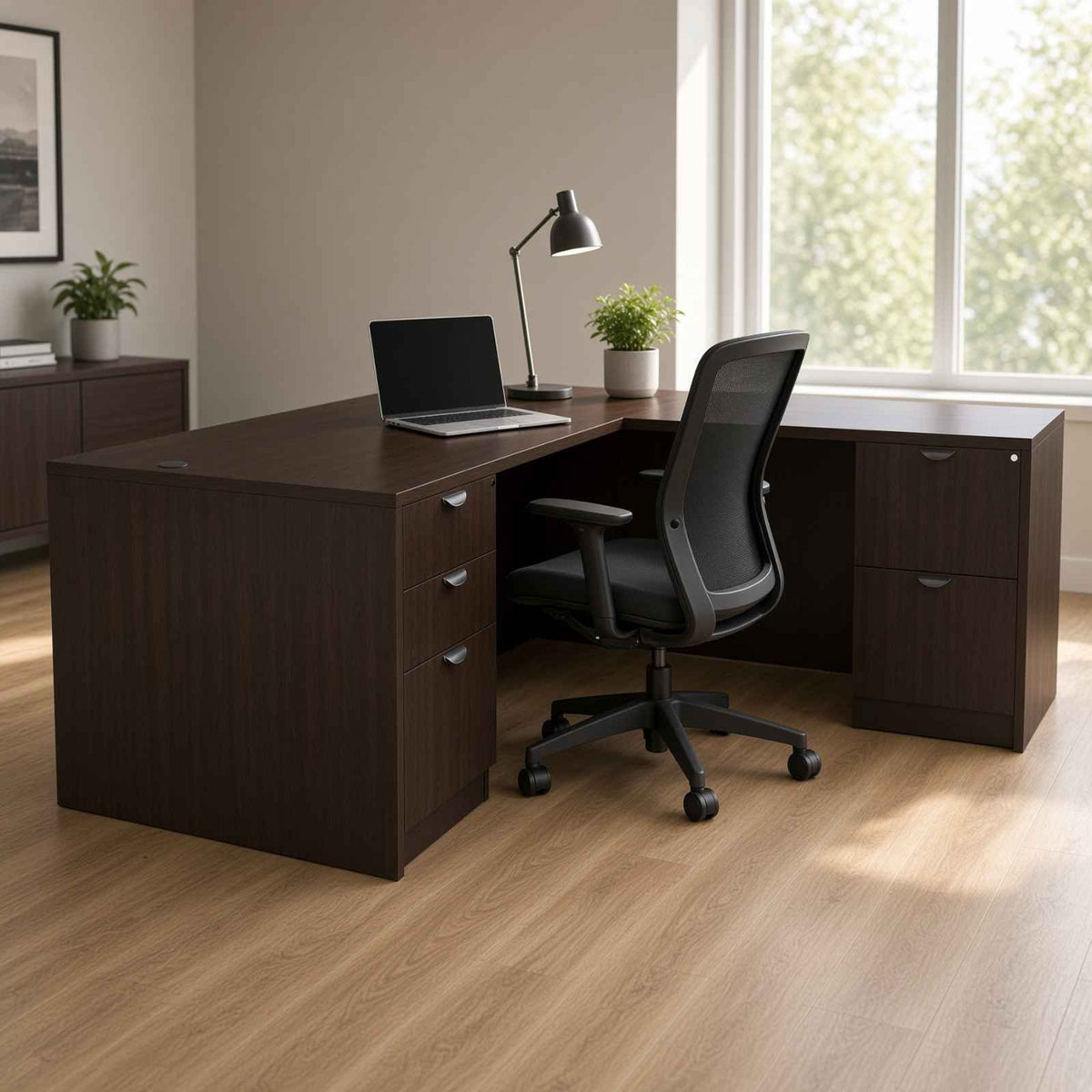Carmel 66" L-Shaped Double Pedestal Desk
