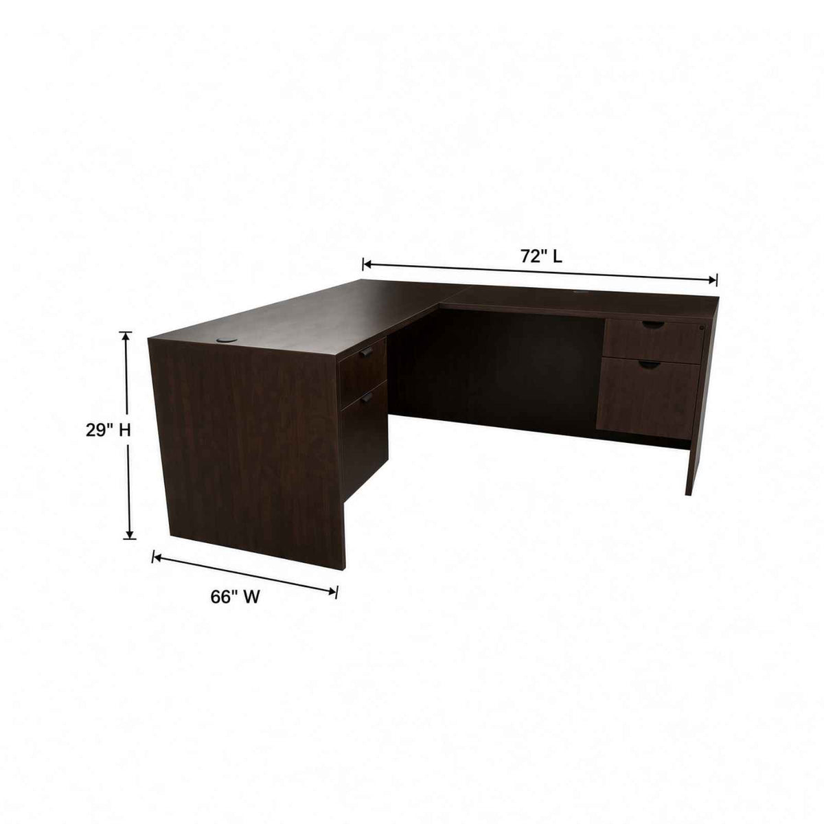 Carmel 66" L-Shaped Suspended Double Pedestal Desk