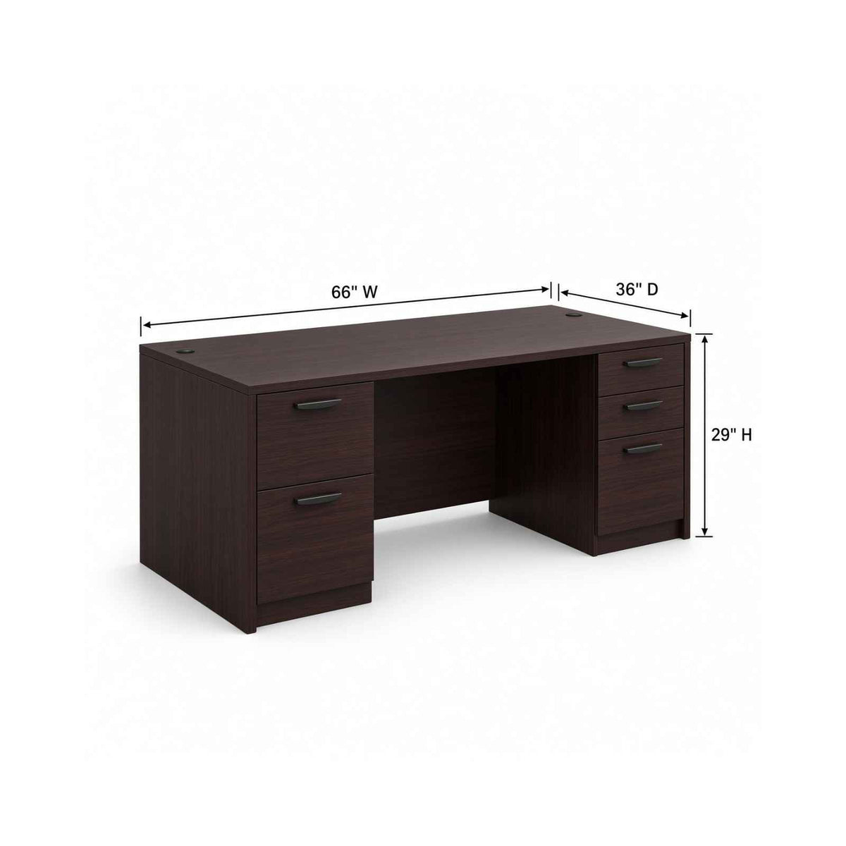 Carmel 66"W Double Pedestal Rectangular Desk