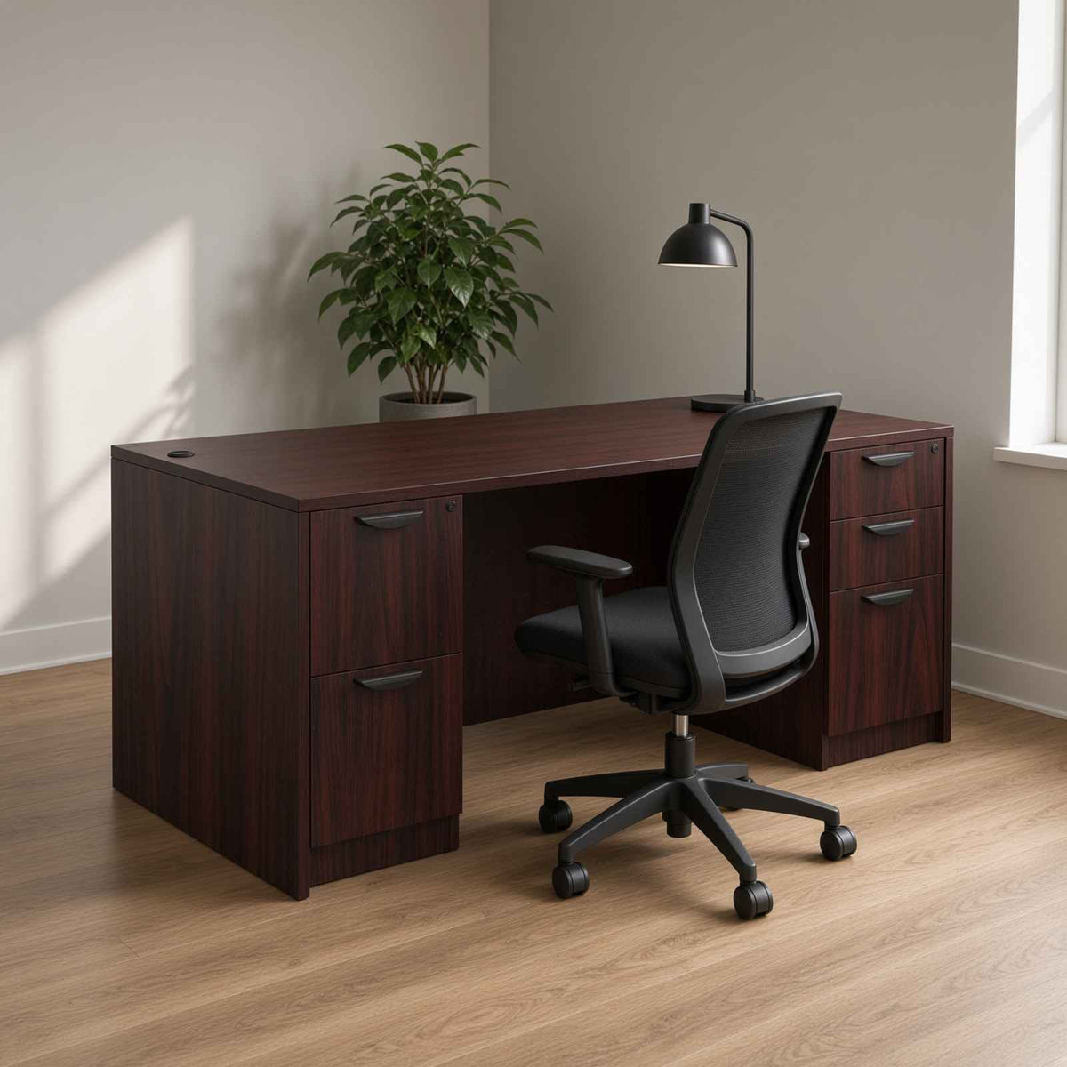 Carmel 66"W Double Pedestal Rectangular Desk