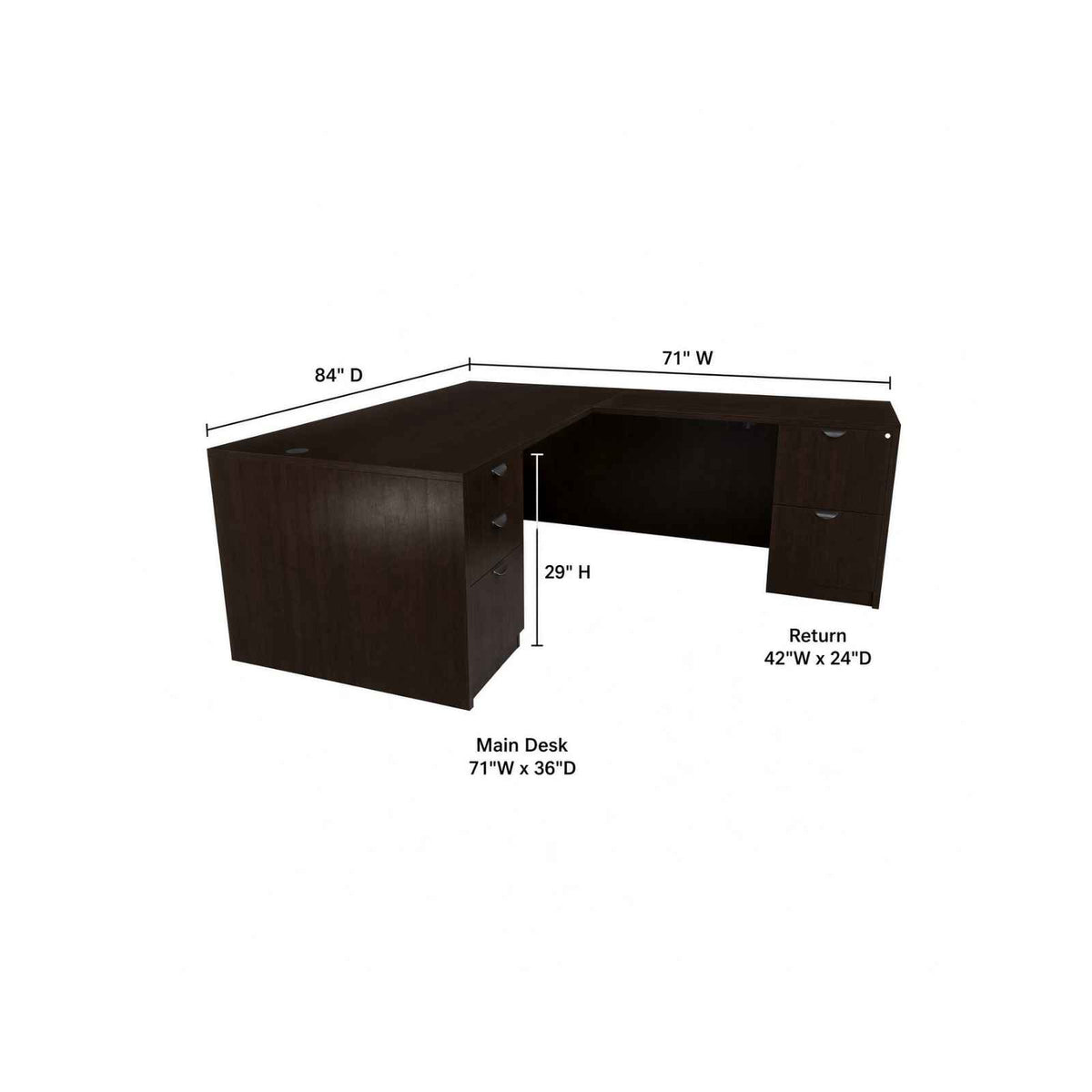 Carmel 71" L-Shaped Double Pedestal Desk