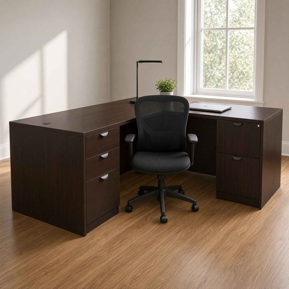 Carmel 71" L-Shaped Double Pedestal Desk
