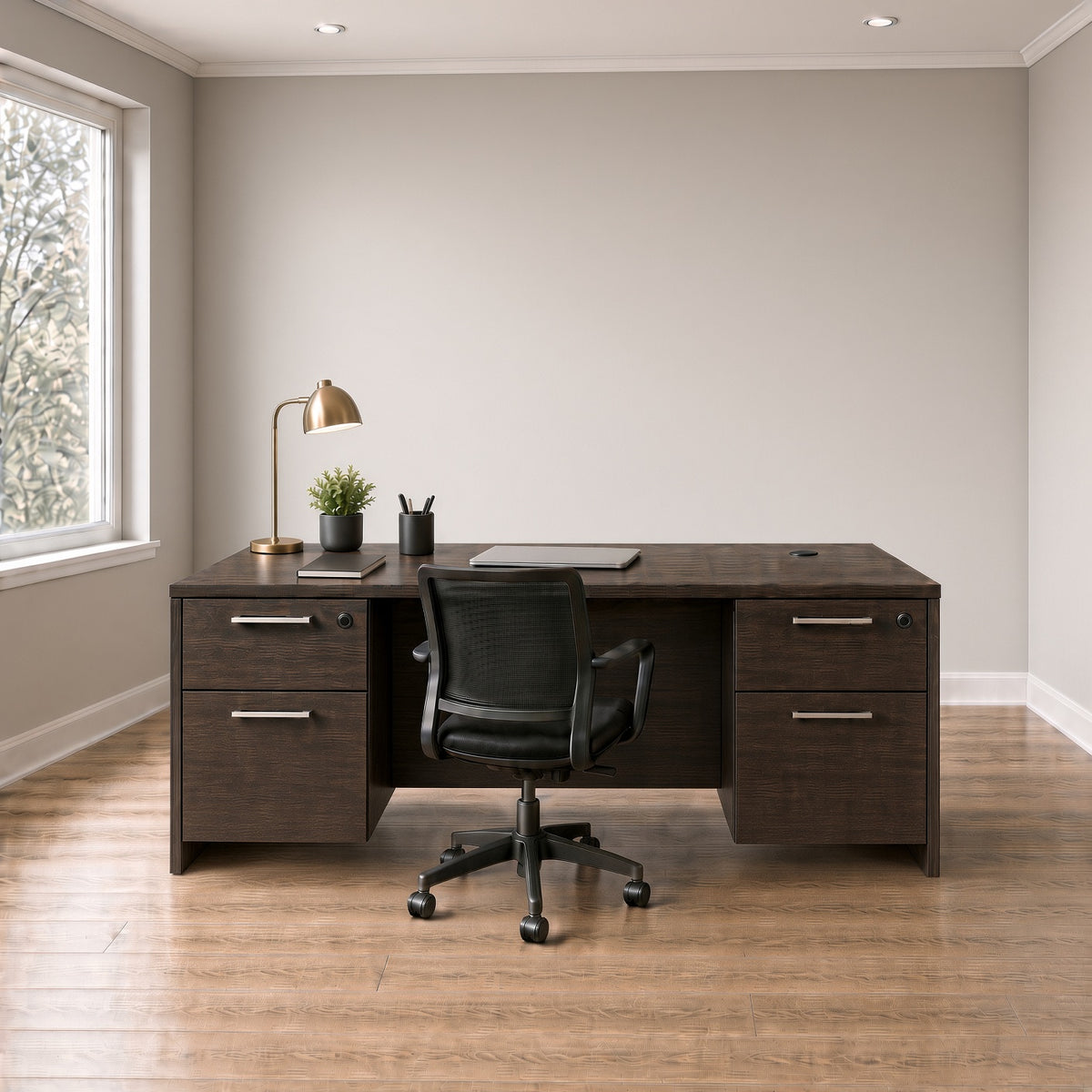 Carmel 71"W Storage Credenza with Suspended Double Pedestals