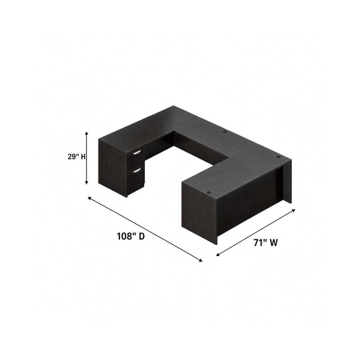 Carmel Executive U-Shaped Desk with Full Pedestals