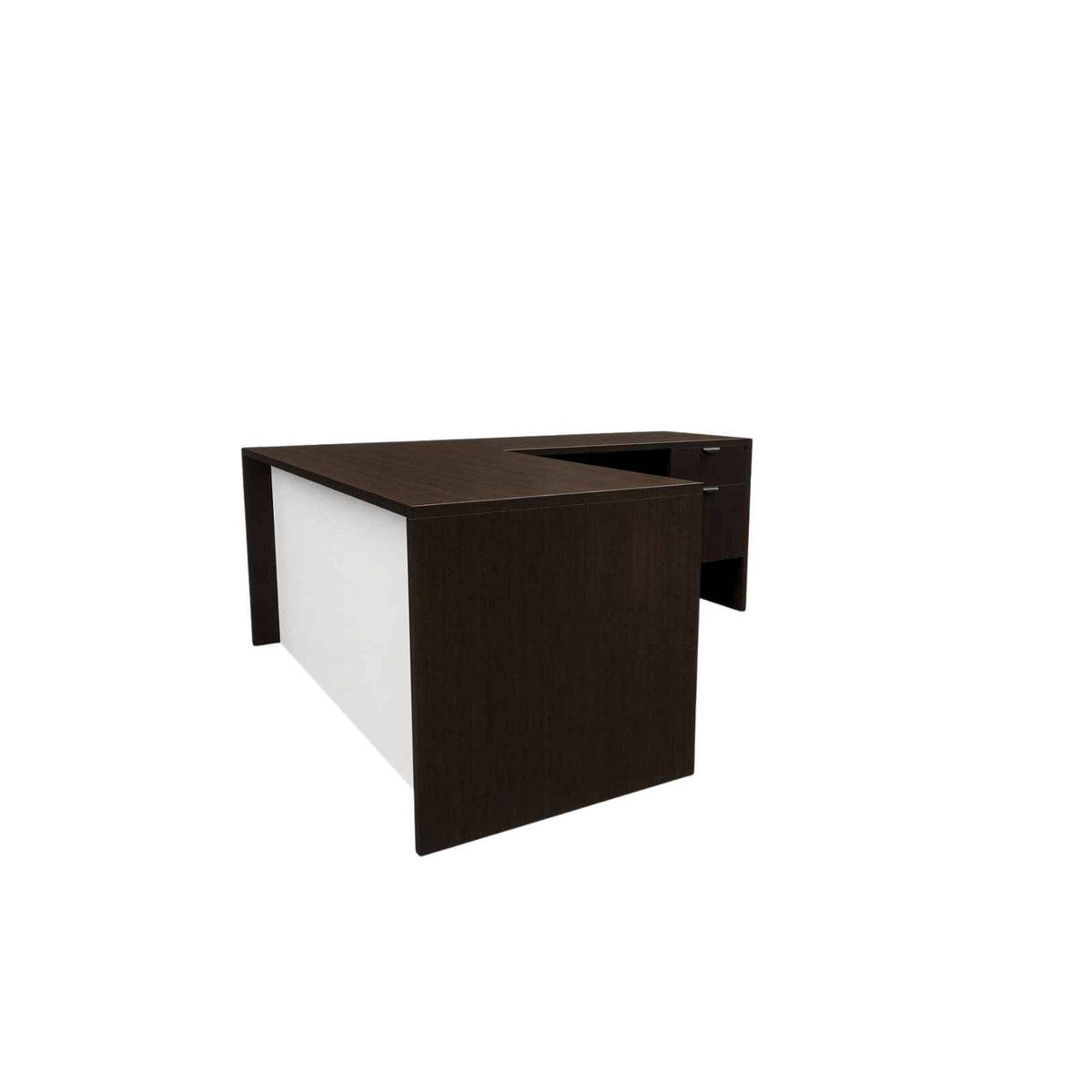 Carmel L-Shaped Desk with White Modesty Panel
