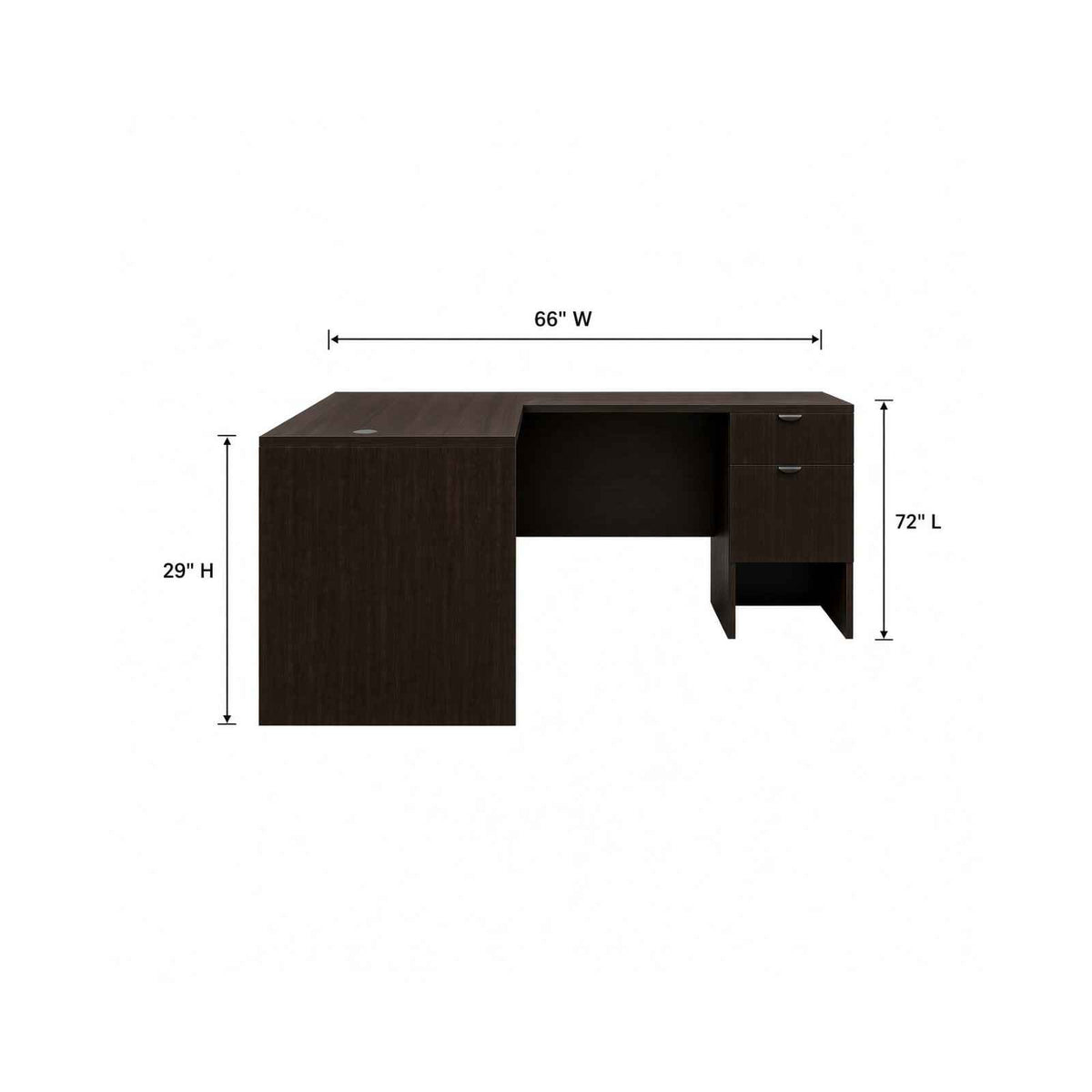 Carmel L-Shaped Desk with White Modesty Panel