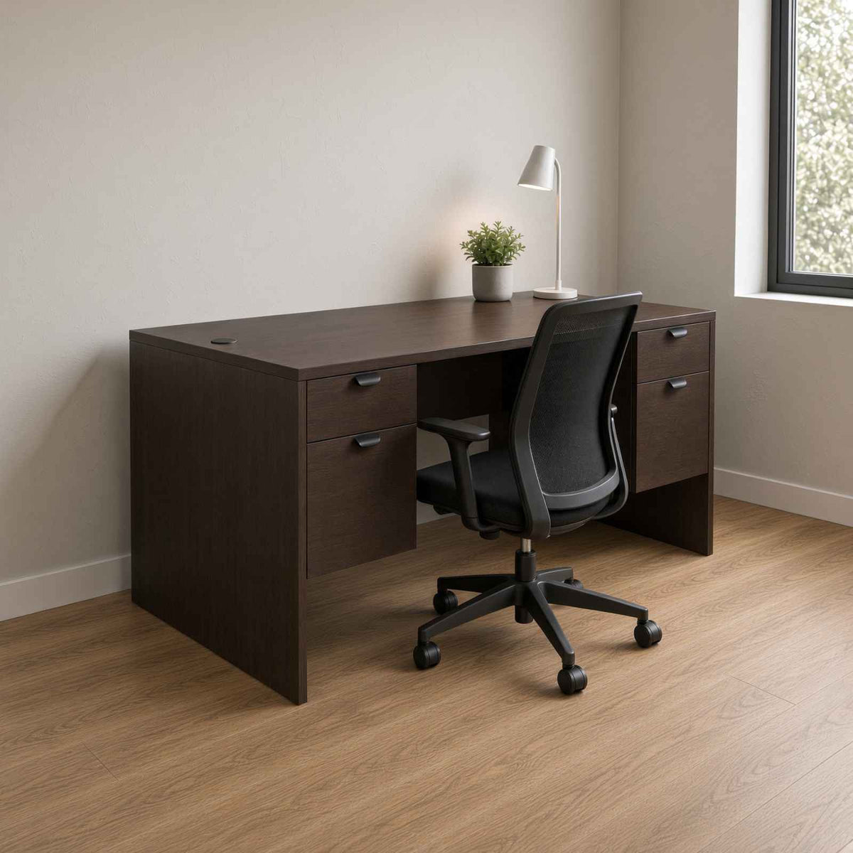 Carmel 60"W Suspended Double Pedestal Rectangular Desk