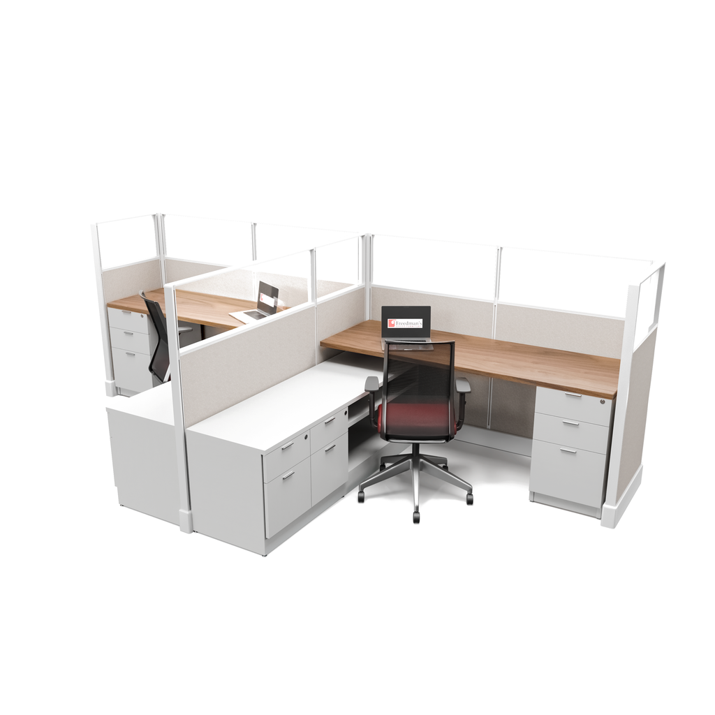 Modern Office Cubicles 6'x6' (53"H) ECO Upgraded White Trim