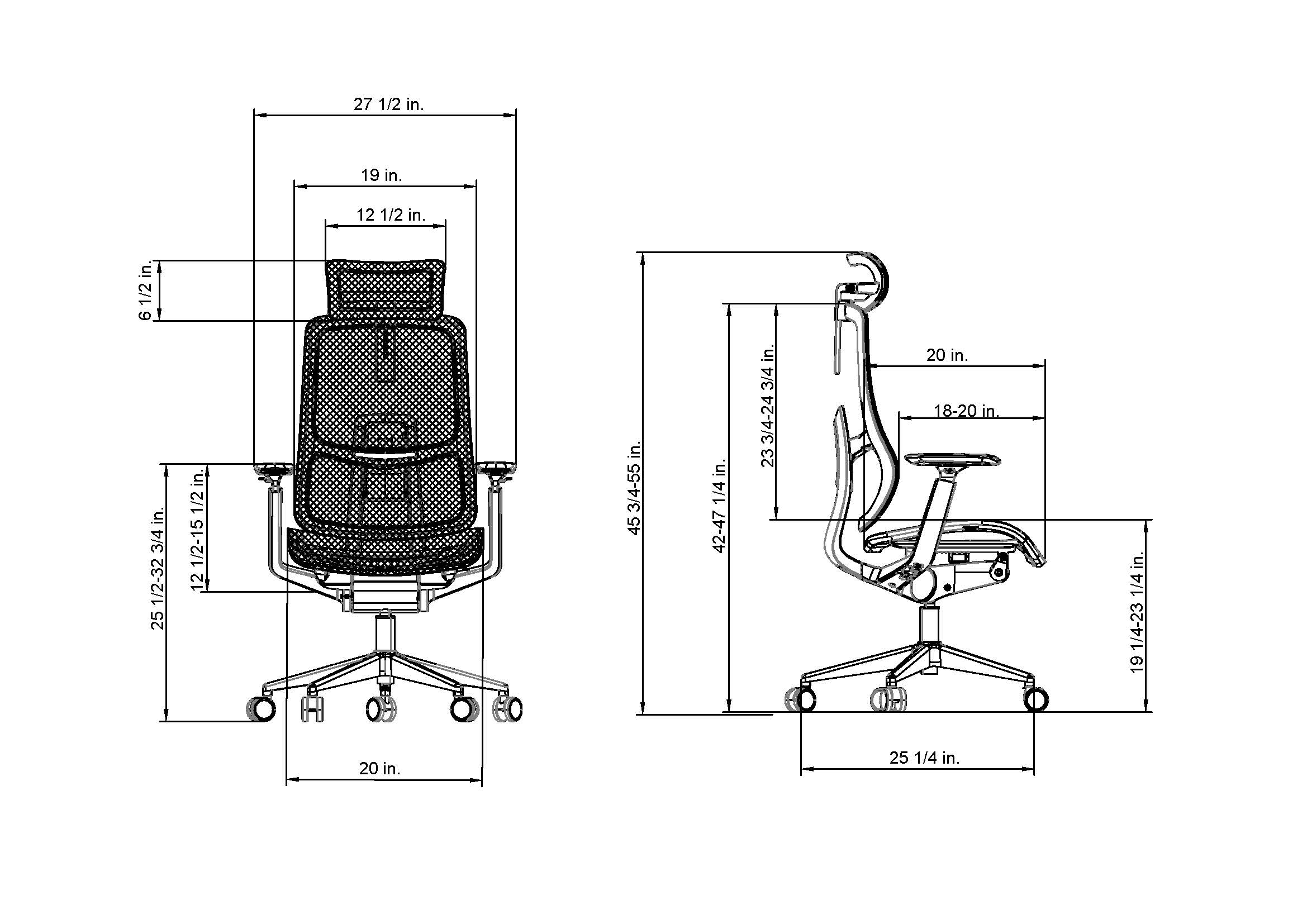 Flex high back task chair with headrest